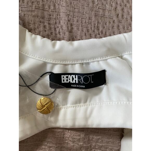 BEACH RIOT Bonnie Tweed Bikini Top in I Do White Size Medium New - Picture 6 of 8